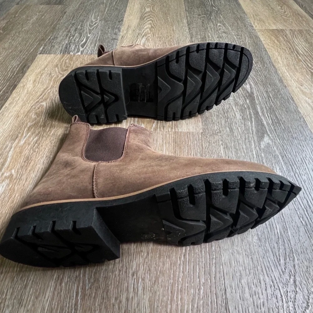 Line of Trade Chelsea‎ Boots Mens Size 8 Brown Leather Rugged Lug Sole Pull On